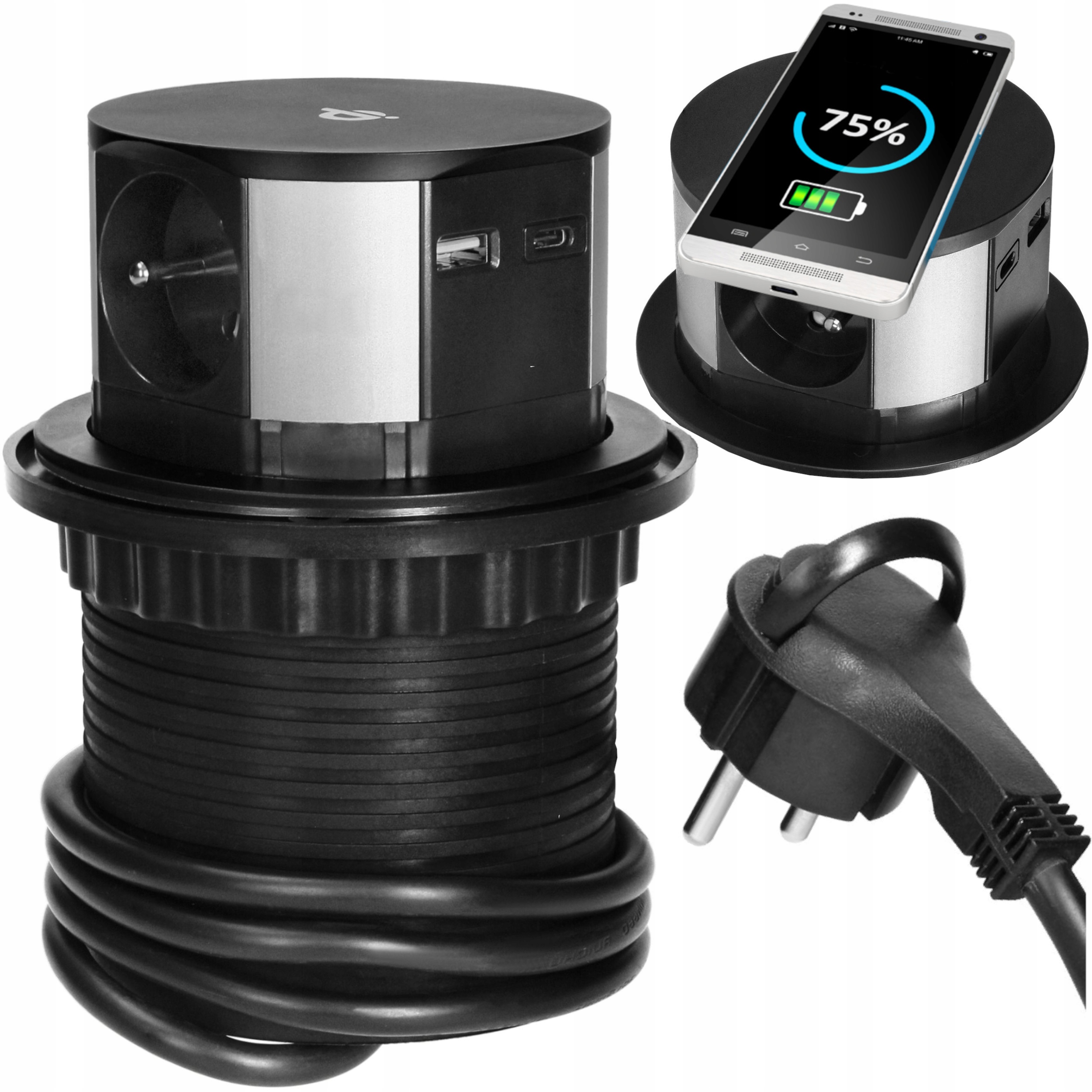 Elektrická zásuvka, USB doska Elektrogen čierna